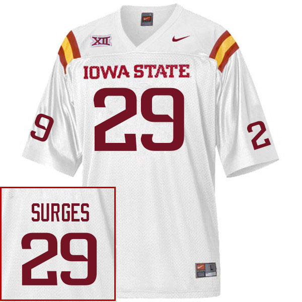 Men #29 Drew Surges Iowa State Cyclones College Football Jerseys Stitched Sale-White - Click Image to Close